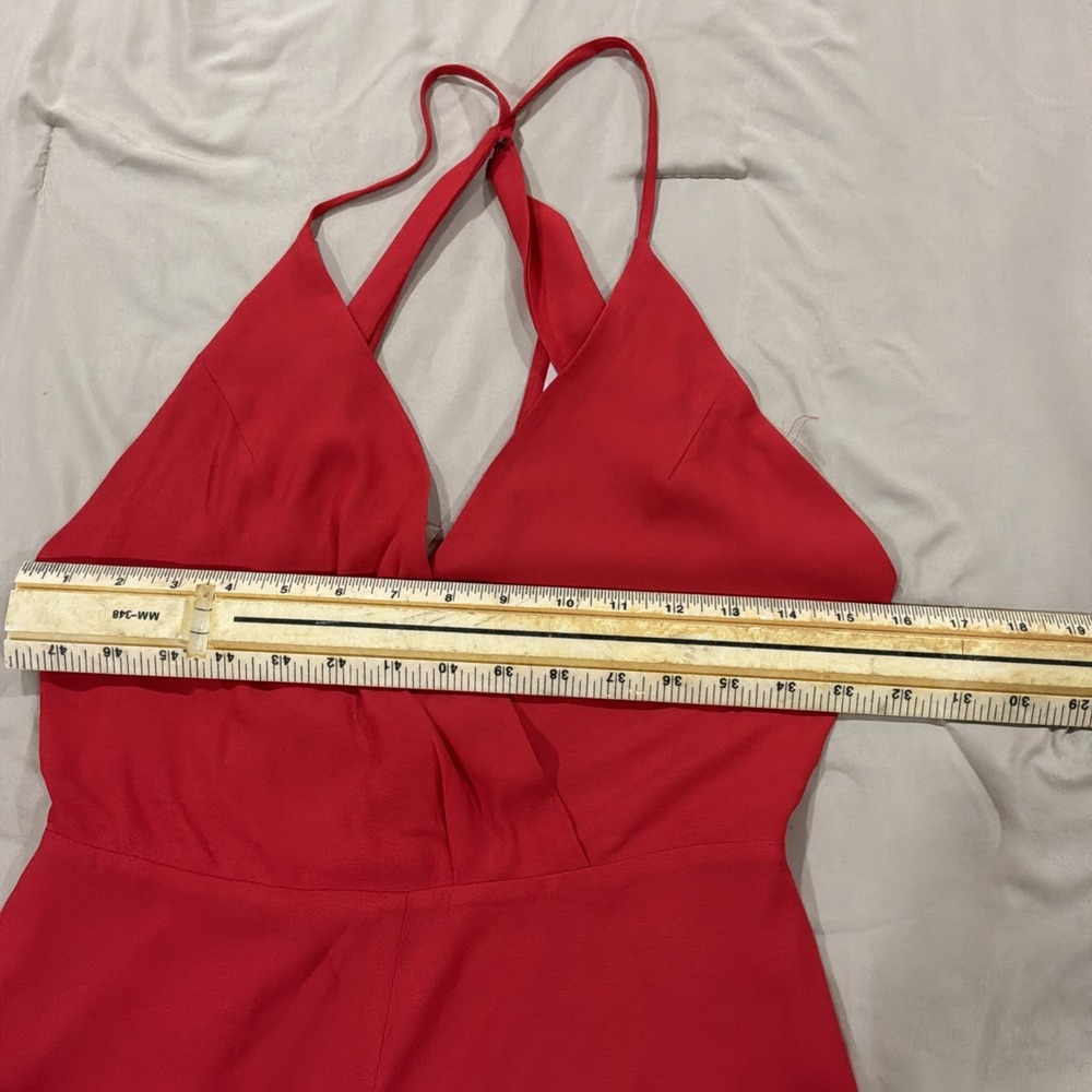Lush red crisscross open back romper Deep V Neck - Picture 6 of 10
